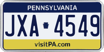 PA license plate JXA4549
