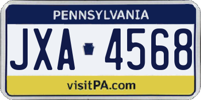 PA license plate JXA4568