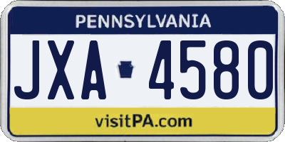 PA license plate JXA4580