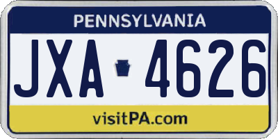 PA license plate JXA4626