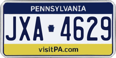 PA license plate JXA4629