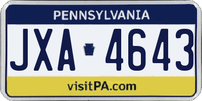 PA license plate JXA4643