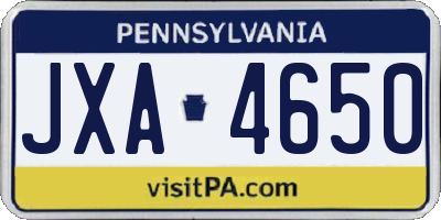 PA license plate JXA4650