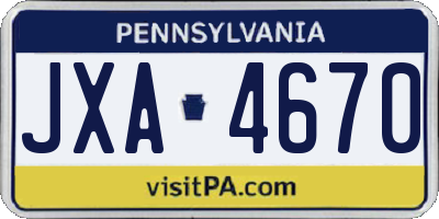 PA license plate JXA4670