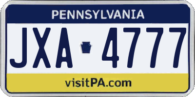 PA license plate JXA4777
