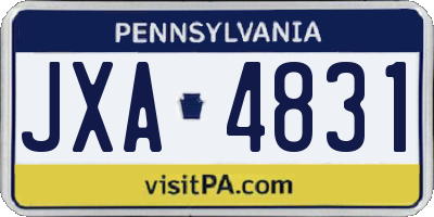 PA license plate JXA4831