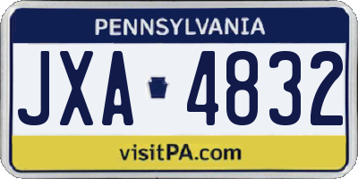 PA license plate JXA4832