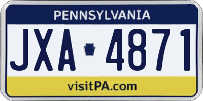 PA license plate JXA4871