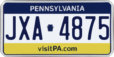 PA license plate JXA4875
