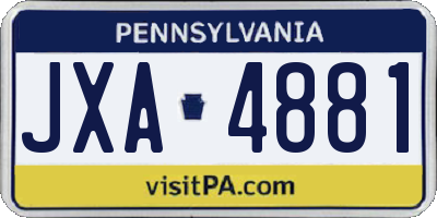PA license plate JXA4881