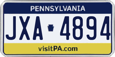 PA license plate JXA4894