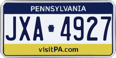 PA license plate JXA4927