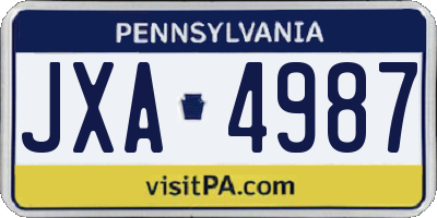 PA license plate JXA4987