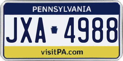 PA license plate JXA4988
