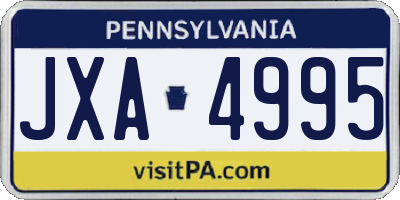 PA license plate JXA4995
