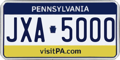 PA license plate JXA5000