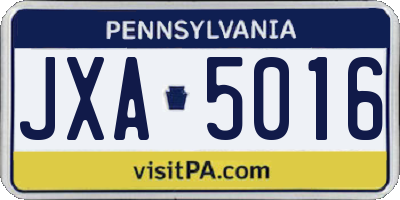 PA license plate JXA5016