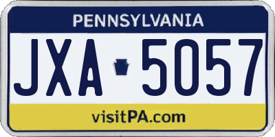 PA license plate JXA5057