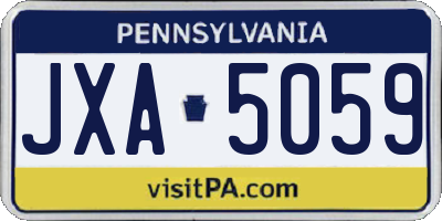 PA license plate JXA5059