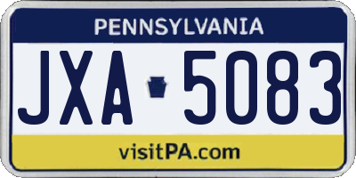 PA license plate JXA5083