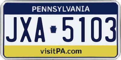 PA license plate JXA5103