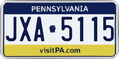 PA license plate JXA5115