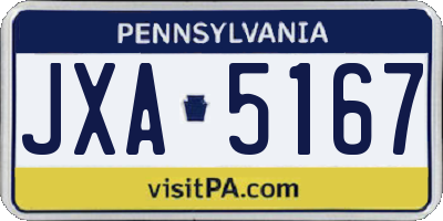 PA license plate JXA5167