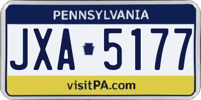 PA license plate JXA5177