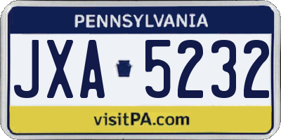 PA license plate JXA5232