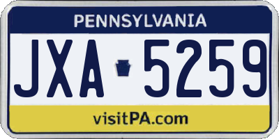 PA license plate JXA5259