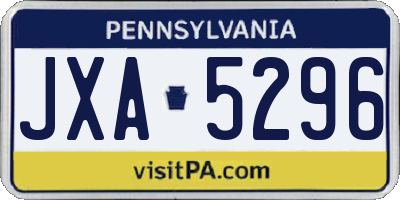 PA license plate JXA5296