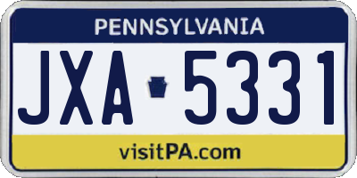 PA license plate JXA5331