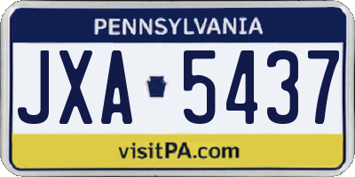 PA license plate JXA5437