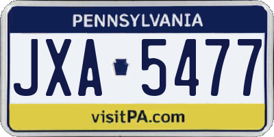 PA license plate JXA5477
