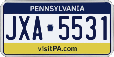 PA license plate JXA5531
