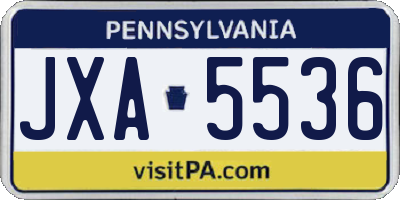 PA license plate JXA5536