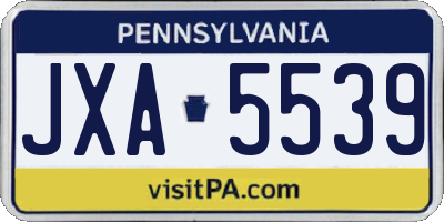 PA license plate JXA5539