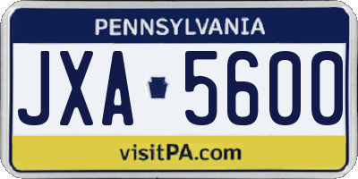 PA license plate JXA5600