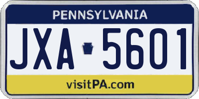 PA license plate JXA5601