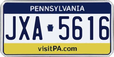 PA license plate JXA5616