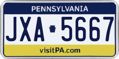 PA license plate JXA5667