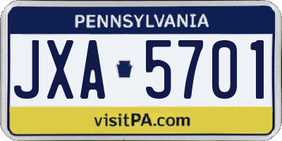 PA license plate JXA5701