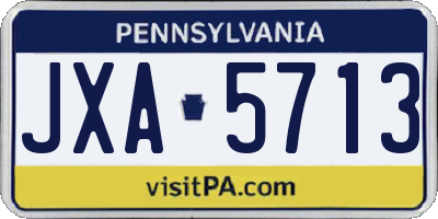 PA license plate JXA5713