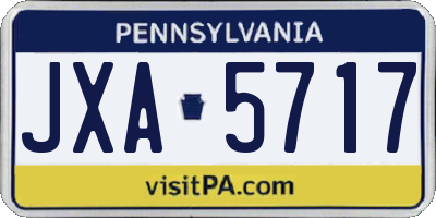 PA license plate JXA5717