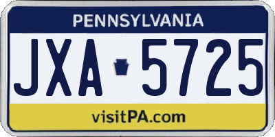 PA license plate JXA5725