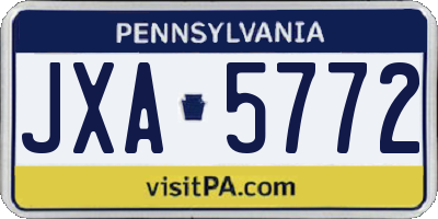 PA license plate JXA5772