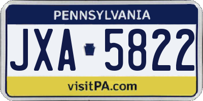 PA license plate JXA5822