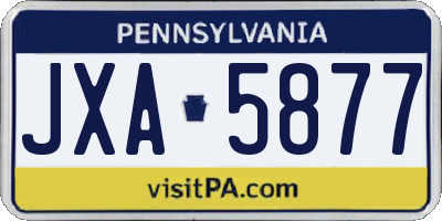 PA license plate JXA5877