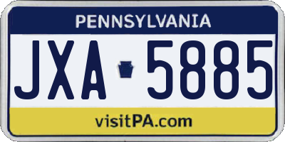 PA license plate JXA5885