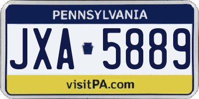 PA license plate JXA5889